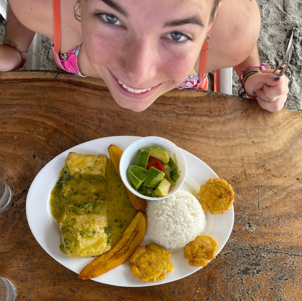 Kora enjoying traditional local cuisine